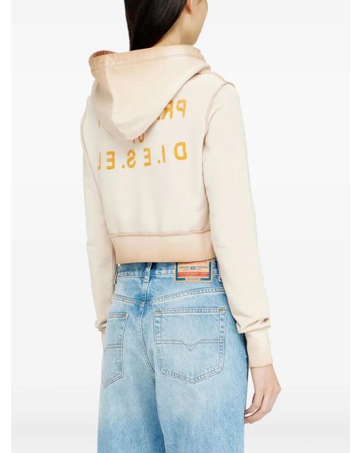 DIESEL White F-Slimmy Logo-Print Hoodie