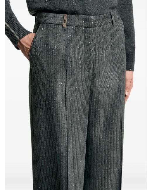 Peserico Gray Pressed-Crease Trousers