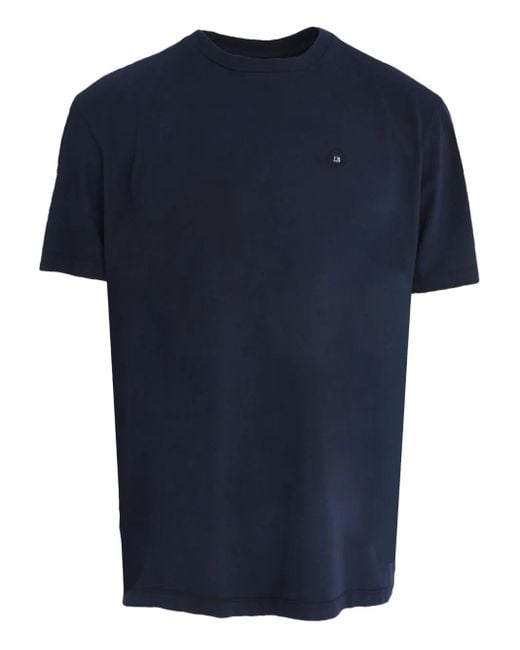 Luigi Borrelli Napoli Blue Logo-Embroidered Cotton T-Shirt for men