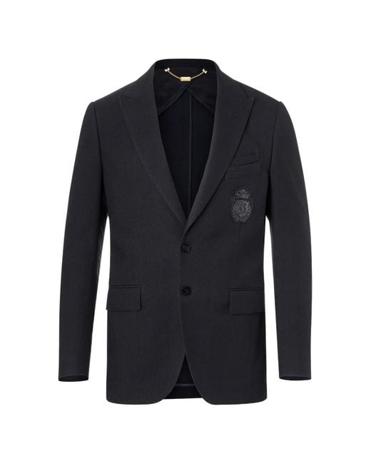 Billionaire Blue Constant Crest-Patch Single-Breasted Blazer for men