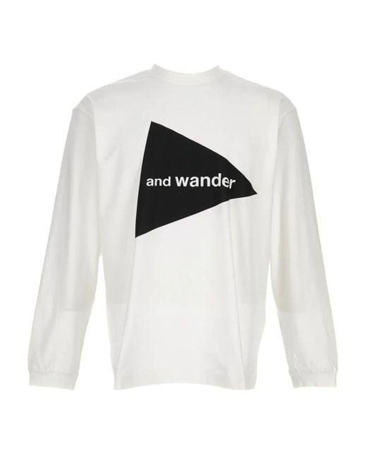 T-Shirt À Logo Imprimé And Wander pour homme en coloris White