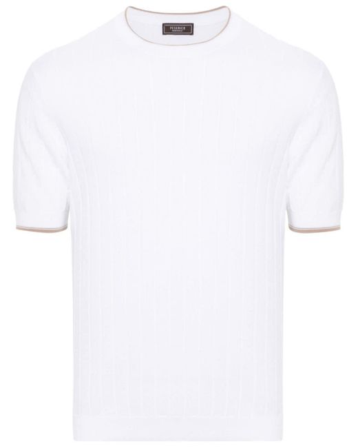 Peserico Geribbeld Katoenen T-shirt in het White voor heren