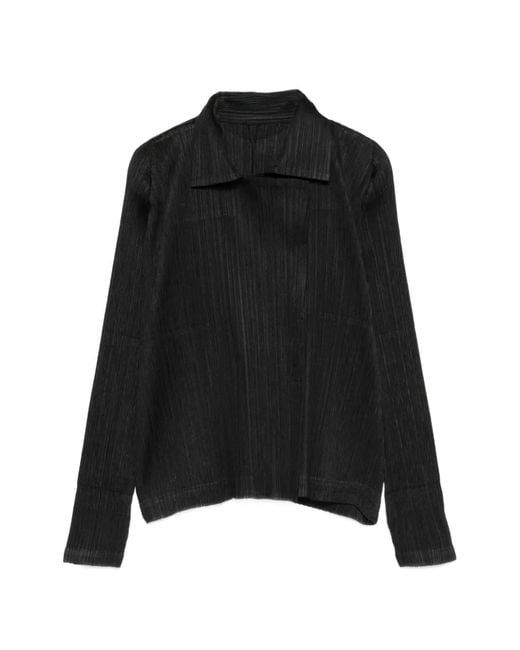 Pleats Please Issey Miyake Black Pleated Collar Jacket
