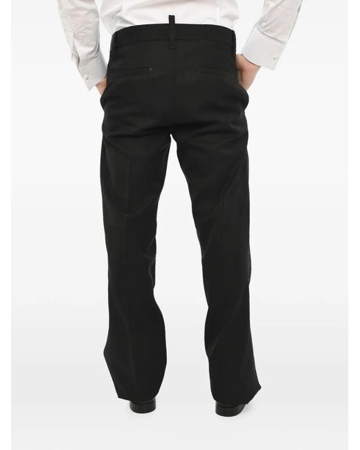 DSquared² Black Belt-Loops Concealed-Closure Trousers for men
