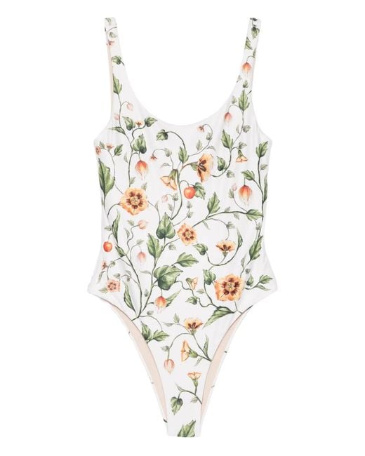 Agua Bendita White Gema Uchuva Floral Swimsuit