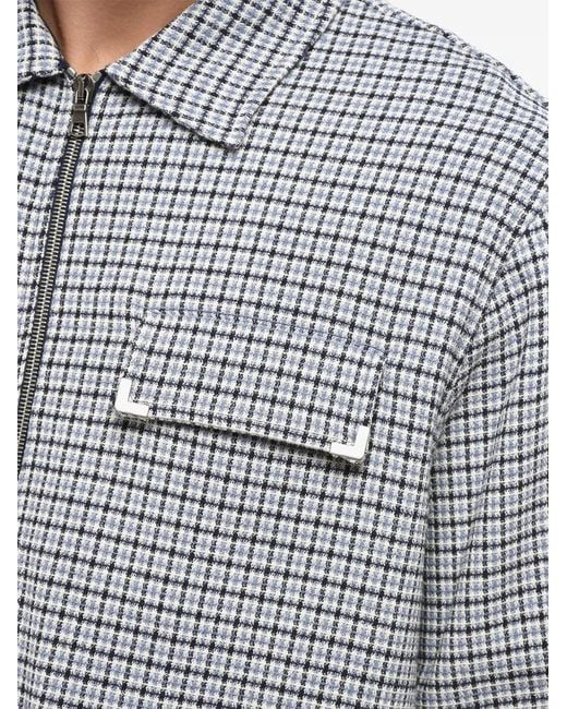 Palm Angels Gray Checked Zip-Up Overshirt for men
