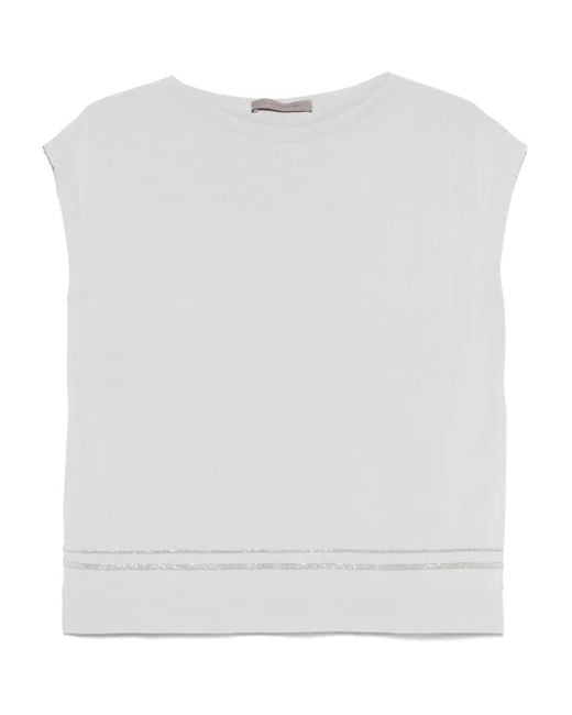 D.exterior White Contrast-Detail Tank Top