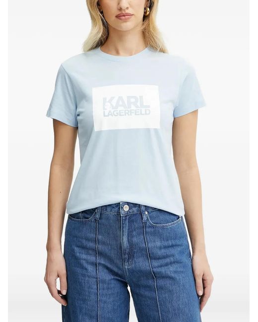 Karl Lagerfeld Blue Logo-Print T-Shirt