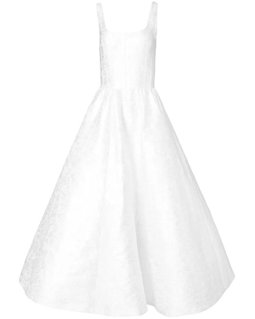 Carolina Herrera White Patterned-Jacquard Midi-Dress