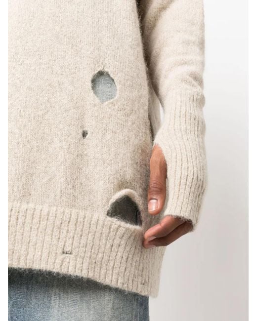 MM6 by Maison Margiela White Distressed Knitted Dress
