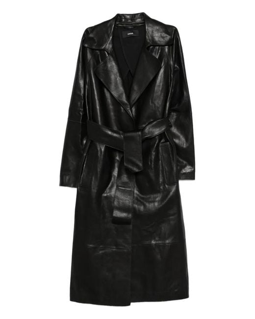 Arma Black Yava Belted Leather Coat