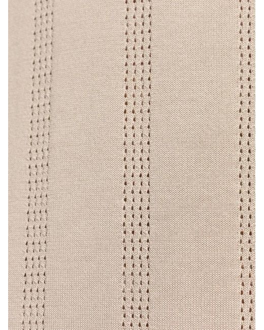 Eleventy Natural Zip Striped Knitted Polo Shirt for men