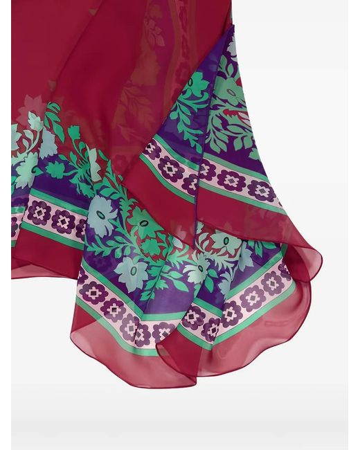 LaDoubleJ Red Maria Floral-Print Cape