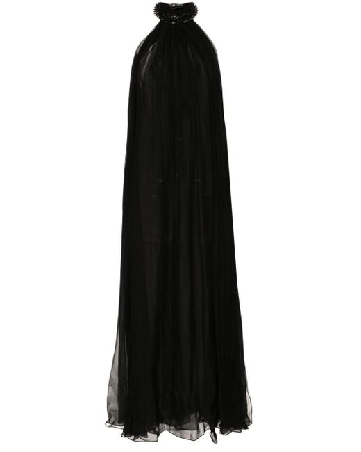 Tom Ford Black Crystal-embellished Maxi Silk Dress
