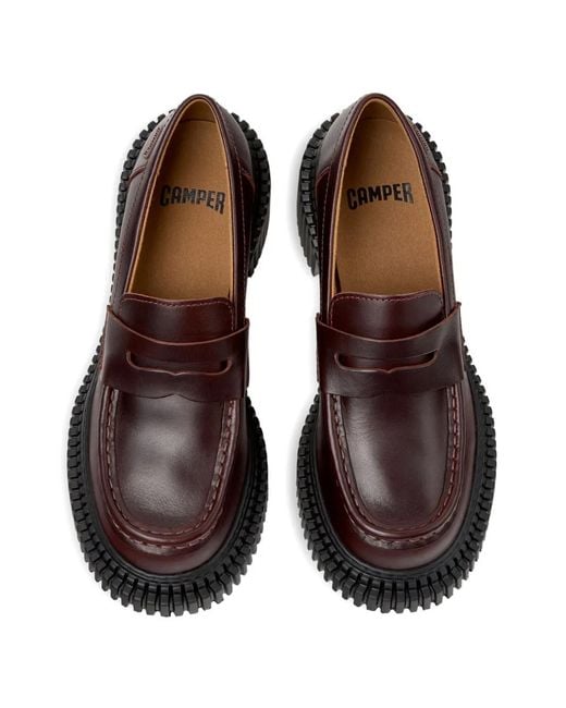 Camper Brown Pix London Leather Penny Loafers
