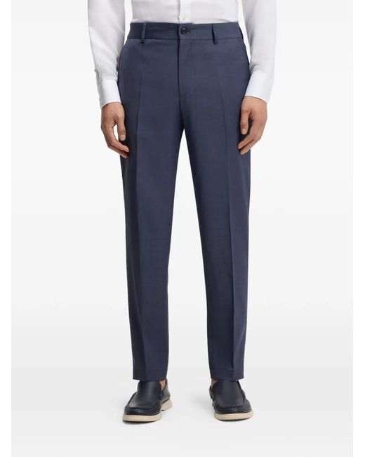 Boss Blue Elasticated-Waistband Trousers for men