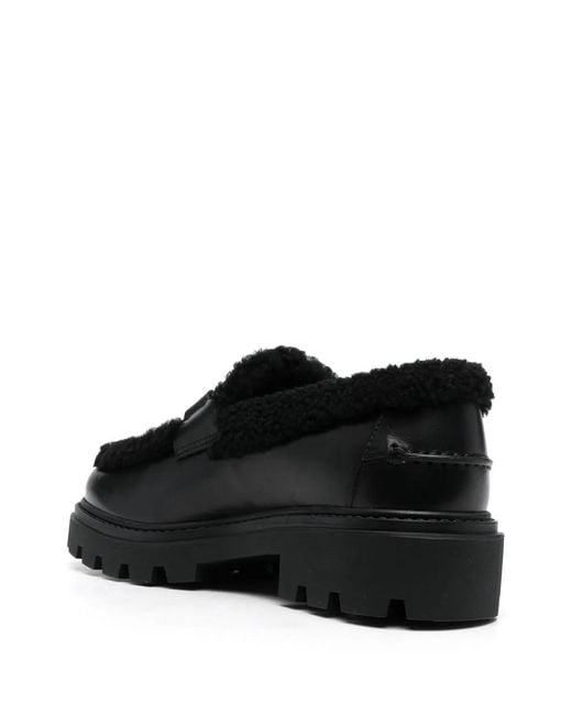 Tod's Black Shearling-Lined Chunky Loafers