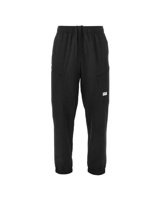 EA7 Black Drawstring Track Pants for men