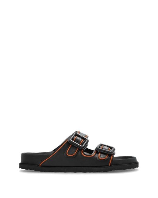 Birkenstock Black Arizona Buckle-Fastening Leather Slides for men