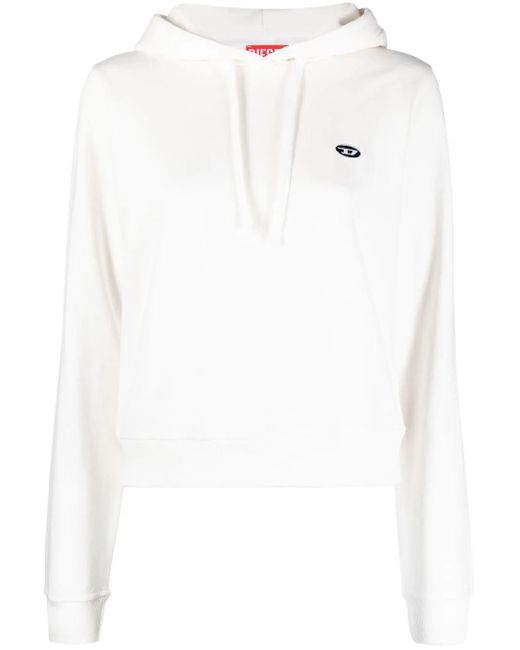 DIESEL White Logo-Patch Drawstring Hoodie