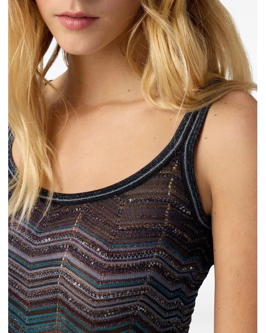 Missoni Black Chevron-Pattern Sequin-Detail Top