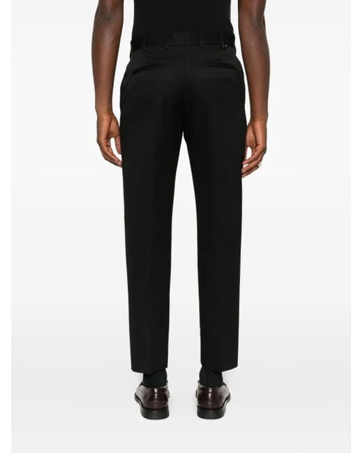 PT Torino Black Pressed-Crease Trousers for men