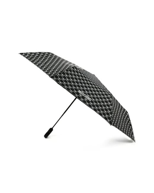 Moschino Black Monogram-Print Umbrella