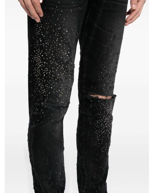 Amiri Black Crystal-embellished Slim-fit Jeans for men