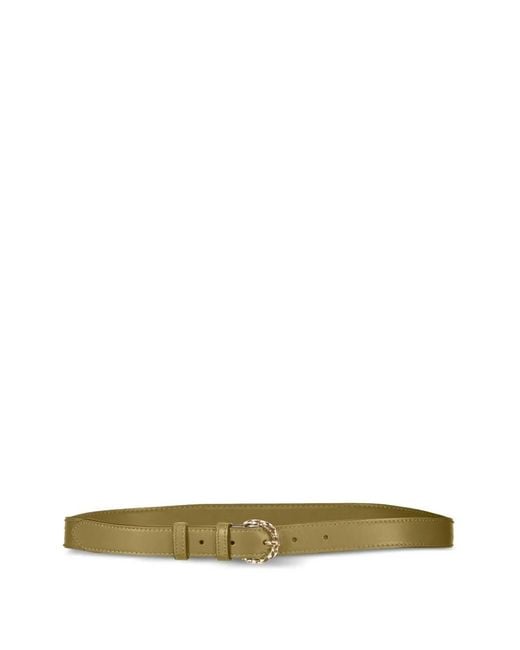 Ulla Johnson Green Gia Twisted-Buckle Leather Belt