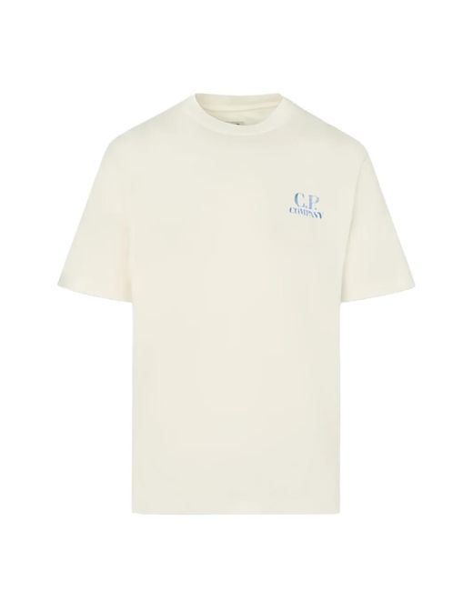 C P Company White Logo-Print T-Shirt for men