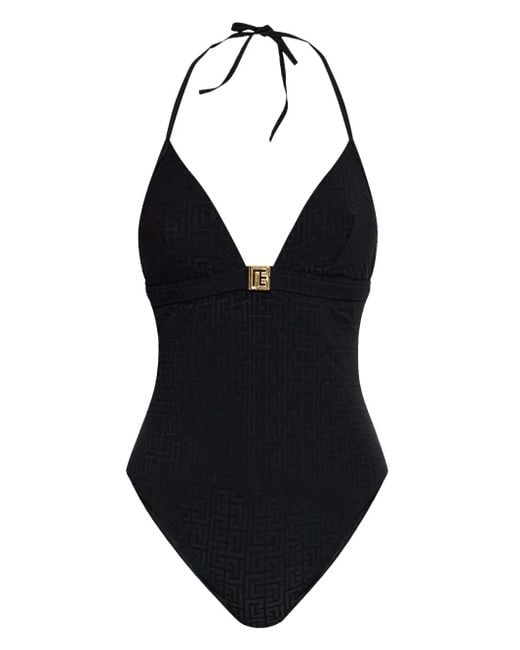 Balmain Black Badeanzug Mit Monogrammmuster