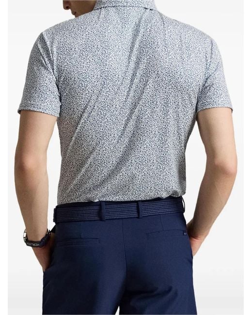 Ralph Lauren Gray Leaf-Print Short-Sleeve Polo Shirt for men