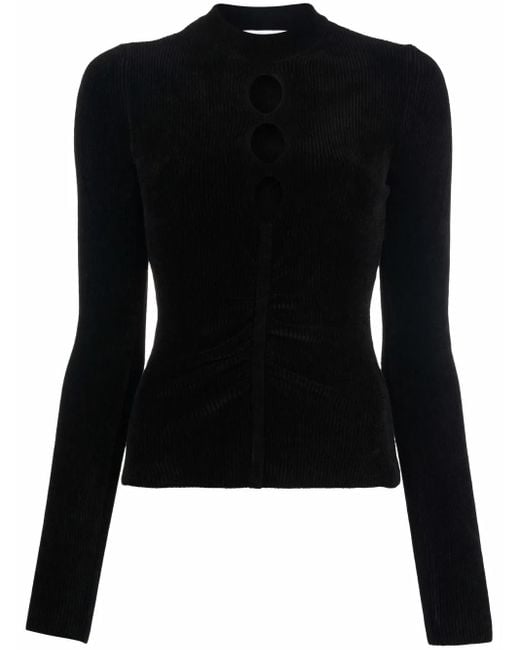 MSGM Black Cut-Out Detail Knitted Top