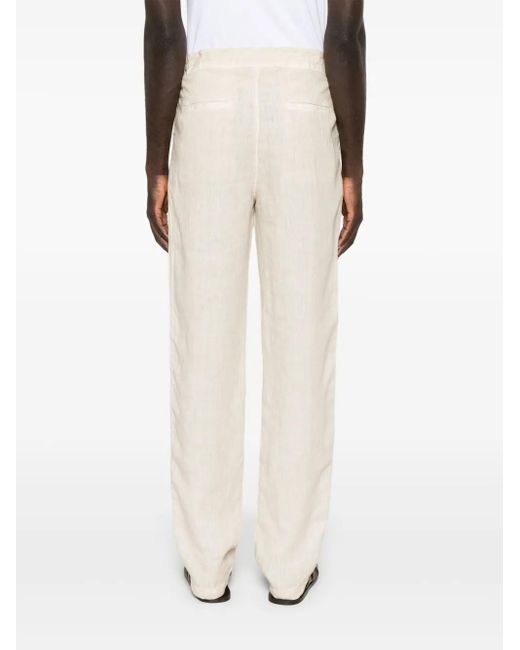 120% Lino Broek Met Trekkoordtaille in het White voor heren