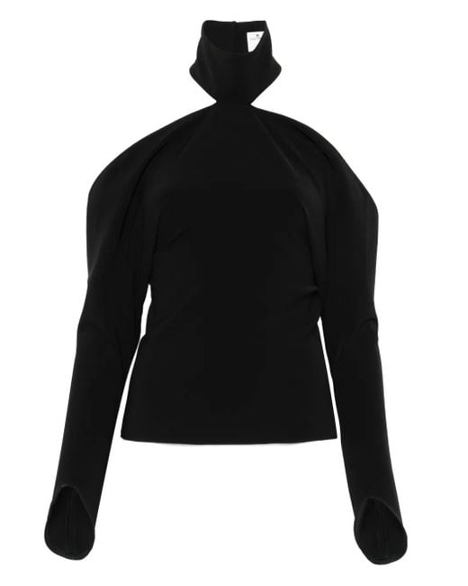 Courreges Black Cold-Shoulder Top