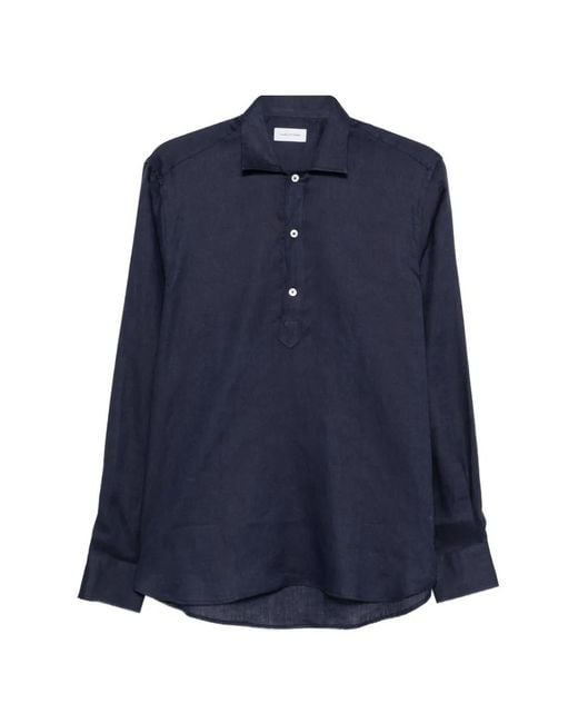 Tagliatore Blue Long-Sleeve Polo Shirt for men