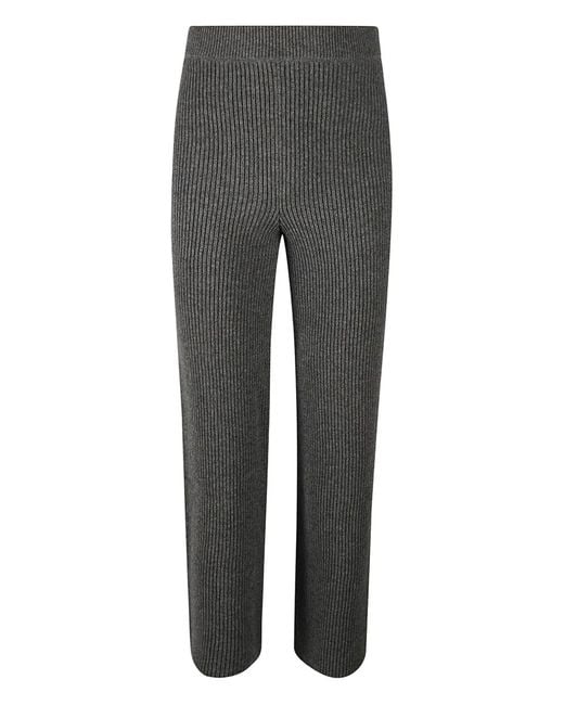 Jil Sander Gray Ribbed Knitted Trousers