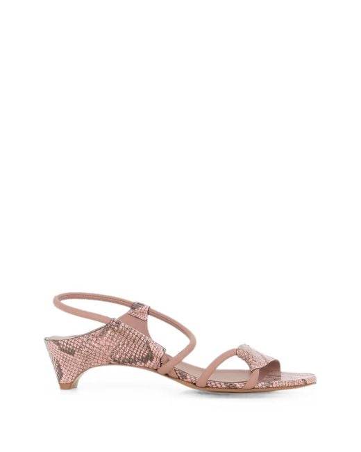 Roberto Del Carlo Pink Snakeskin-Effect Slingback Sandals