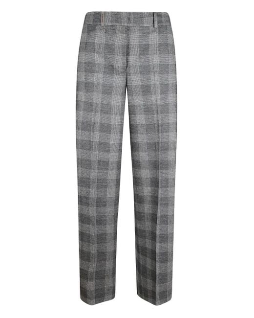 Peserico Gray Checkedl Trousers