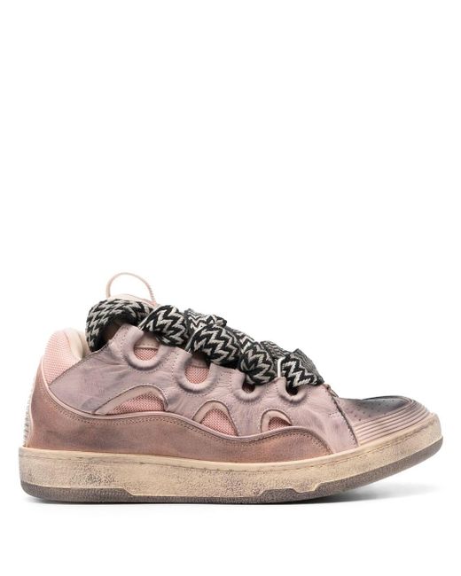 Lanvin Pink Curb Chunky Leather Sneakers for men