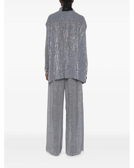 L'idée Blue La Musique Sequin-Embellished Shirt