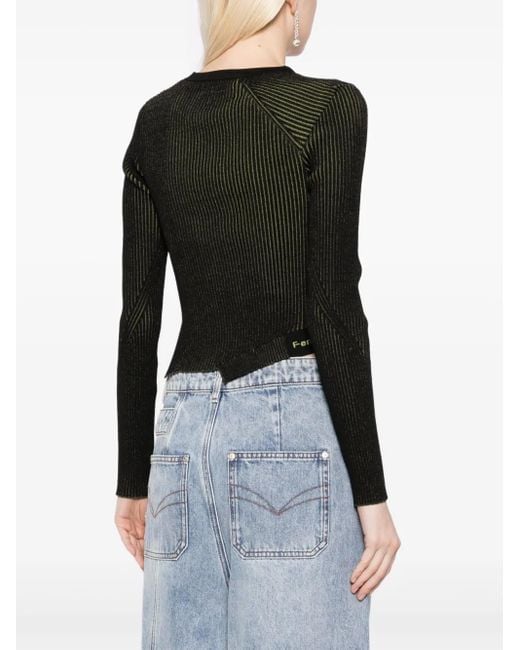 Feng Chen Wang Black Side-Slit Asymmetric Knitted Top