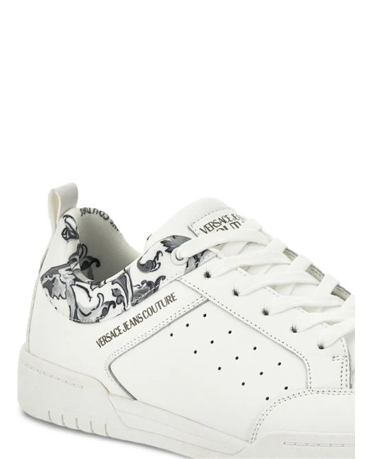 Versace Jeans Couture White Sports Shoes With "Barocco" Pattern for men