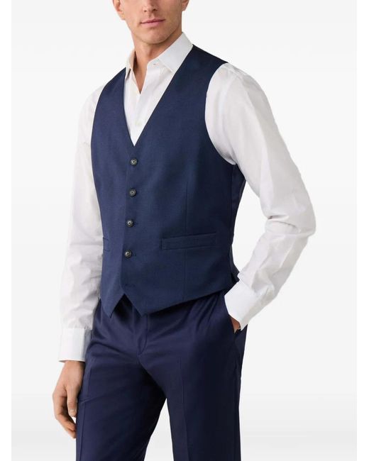 Hackett Blue V-Neck Waistcoat for men