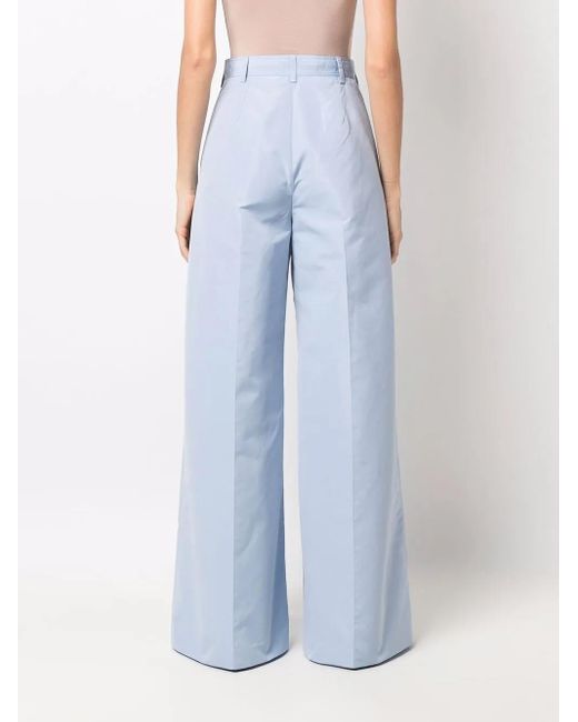 Stella McCartney Blue High-Waisted Wide-Leg Trousers