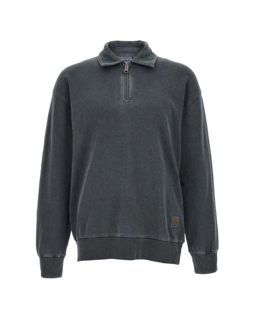 Carhartt Gray Harper Garment-Dyed Zip-Fastening Polo Shirt for men
