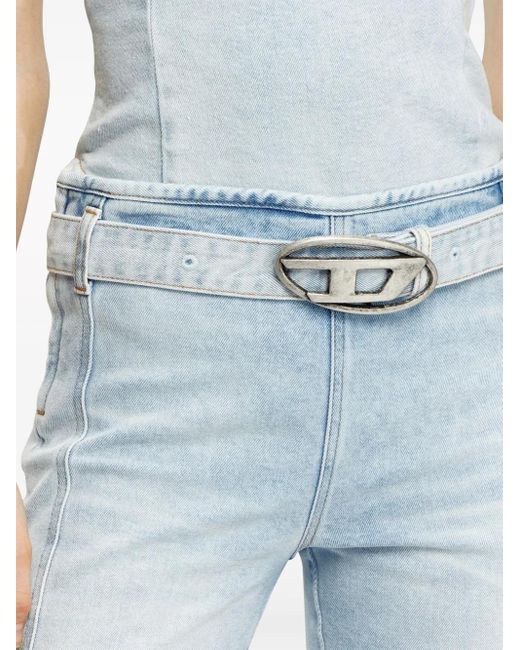 DIESEL Blue De-Ginny-S Cycling Shorts With Logo Buckle