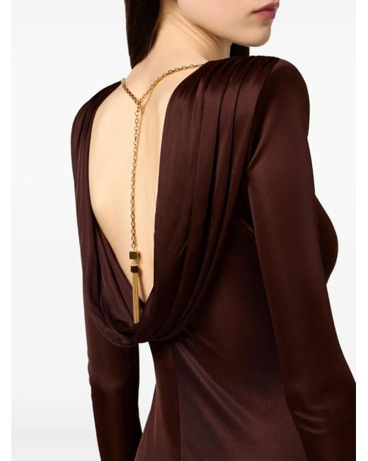 Robe Longue À Col Rond Elisabetta Franchi en coloris Brown