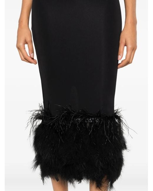 Vestiaire d'un Oiseau Libre Black Feather-Trim Crossover-Strap Dress