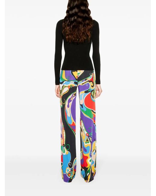 Emilio Pucci Broek Met Orchidee Print in het Blue